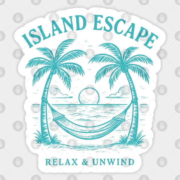 Island Escape - Relax and Unwind Hammock Beach Sunset Design Sticker by WarFX Designs